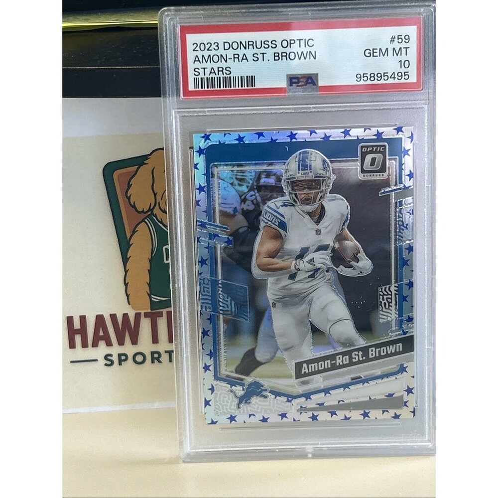 2023 Optic Amon Ra St brown Stars Emoji Psa 10 LIONS